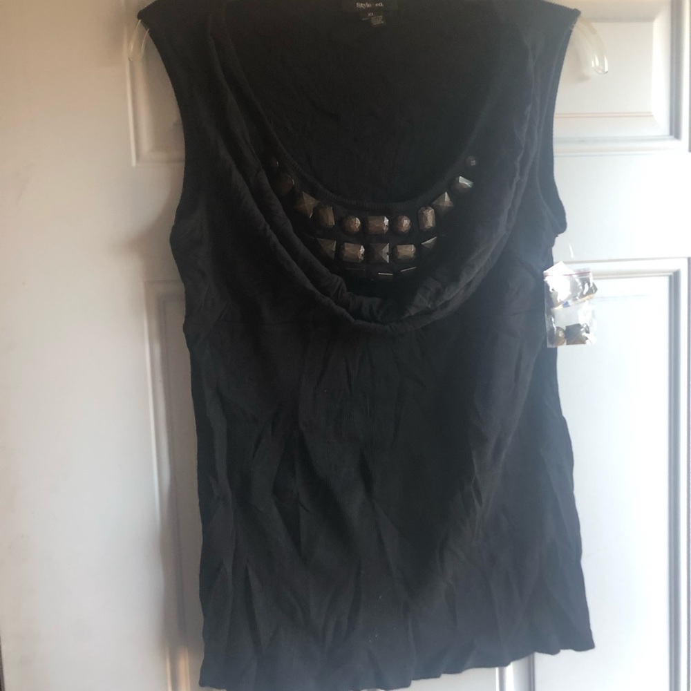 Style & Co Sleeveless Tank Top w/bejeweled Neckline. XL